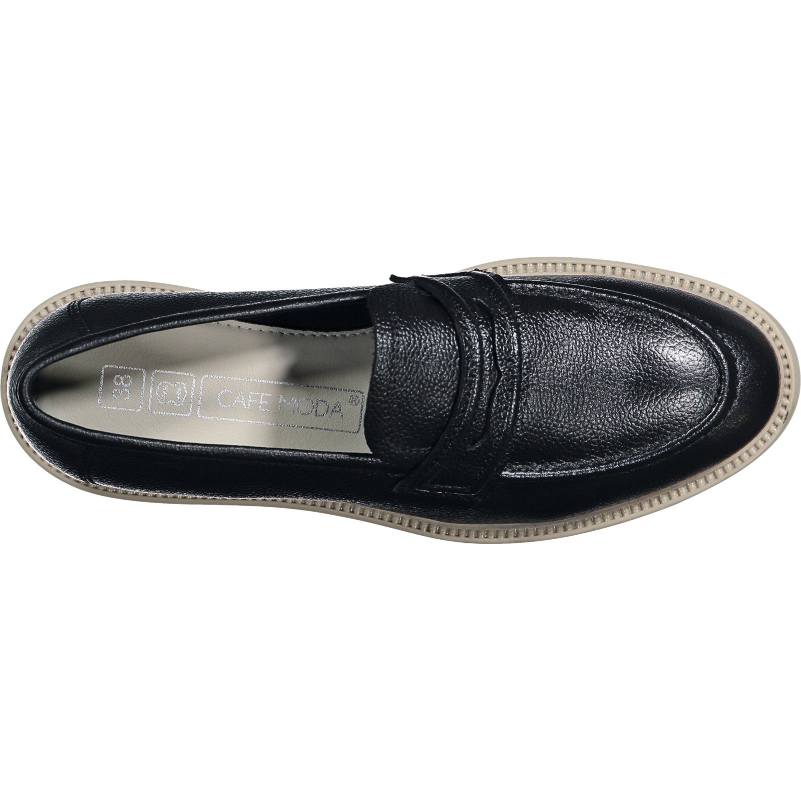 Cafe Moda Leder Loafer Da., 39, schwarz