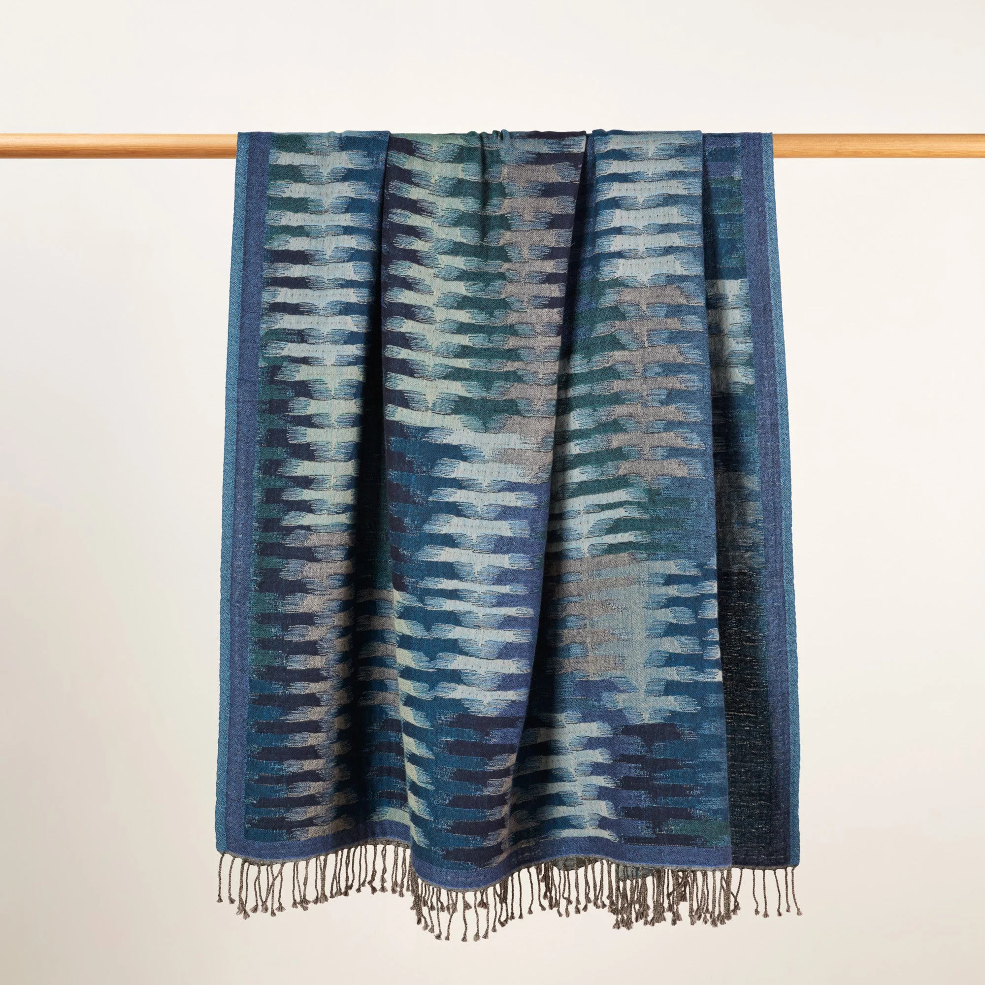 KHAN - Plaid pure laine | Bleu