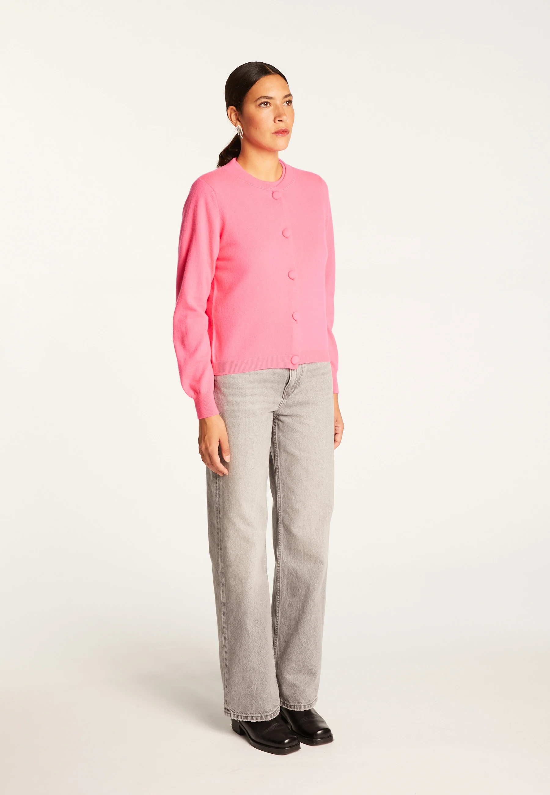 AURAAH24 - Cardigan boutonné en cachemire | Rose