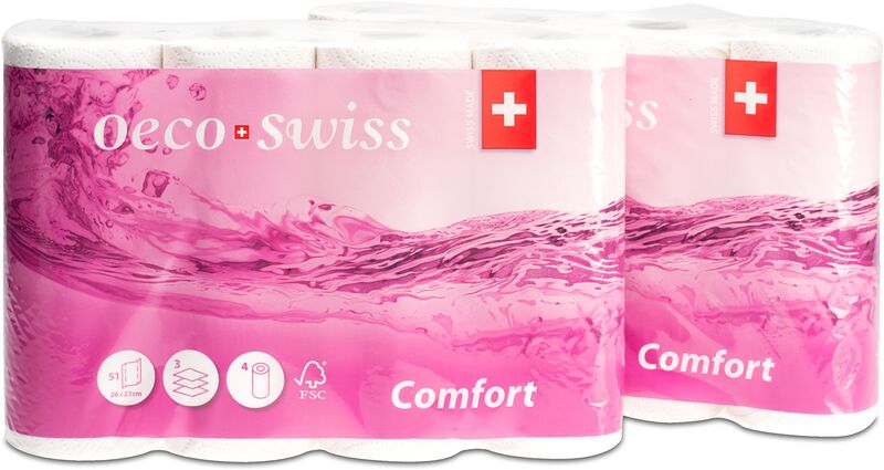 Oeco Swiss Haushaltpapier Comfort, hochweiss, 4 Rollen