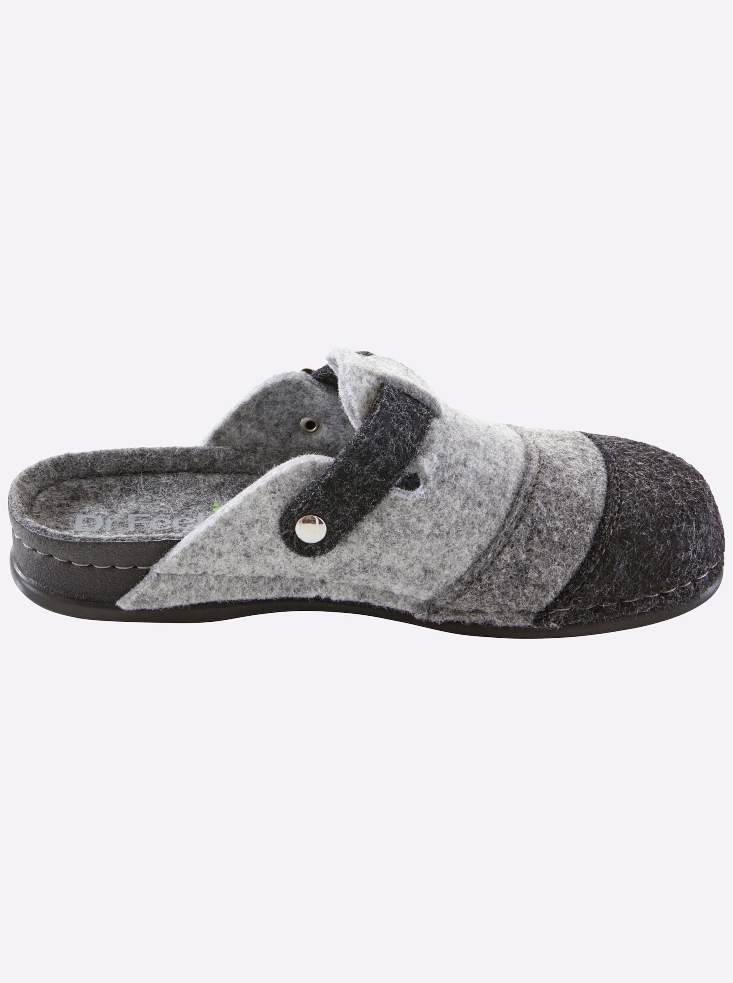 Dr. Feet Hausschuh in grau-gestreift