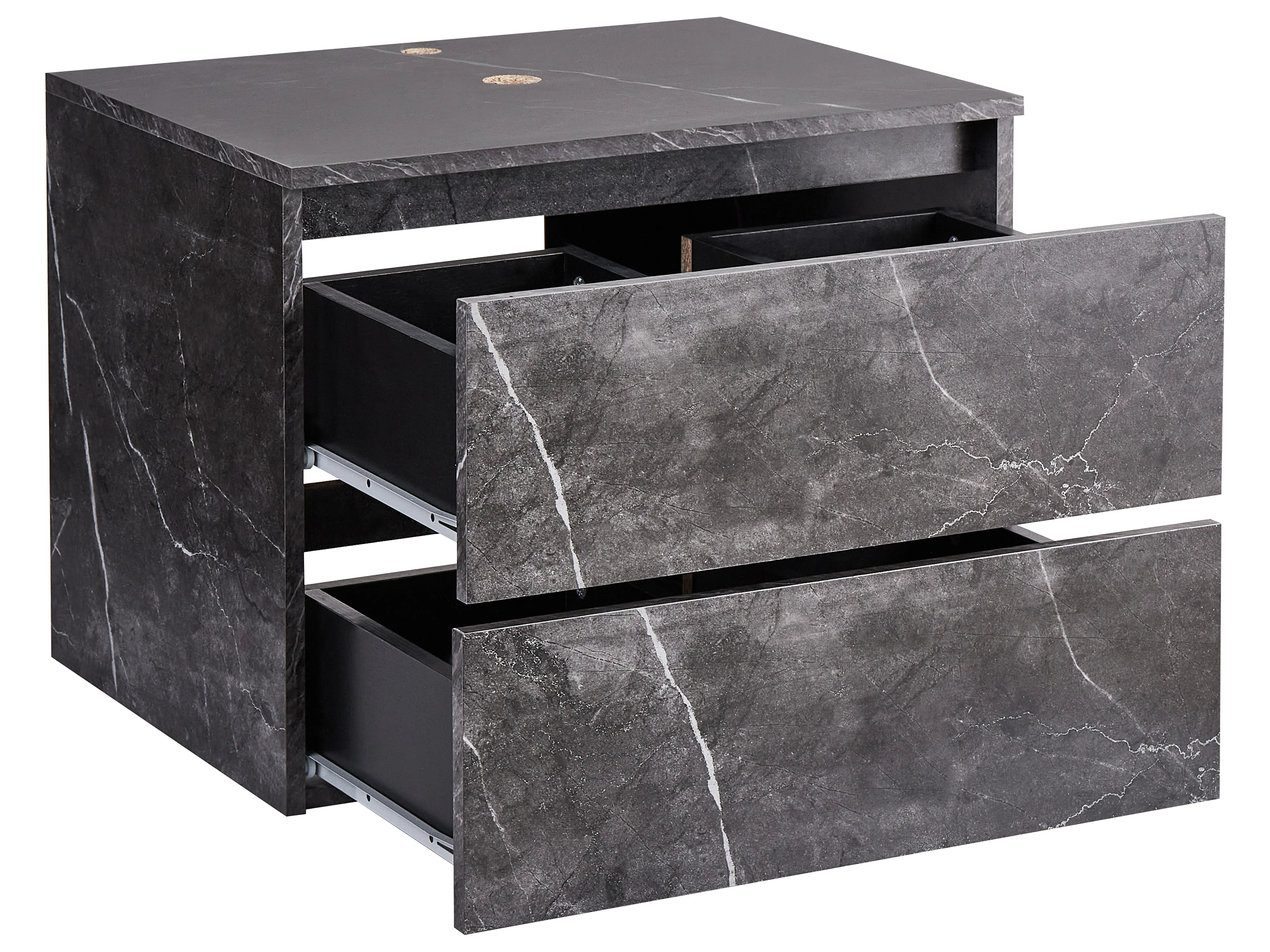 Wandgemonteerde wastafelkast SERRA 60 cm Zwart marmer