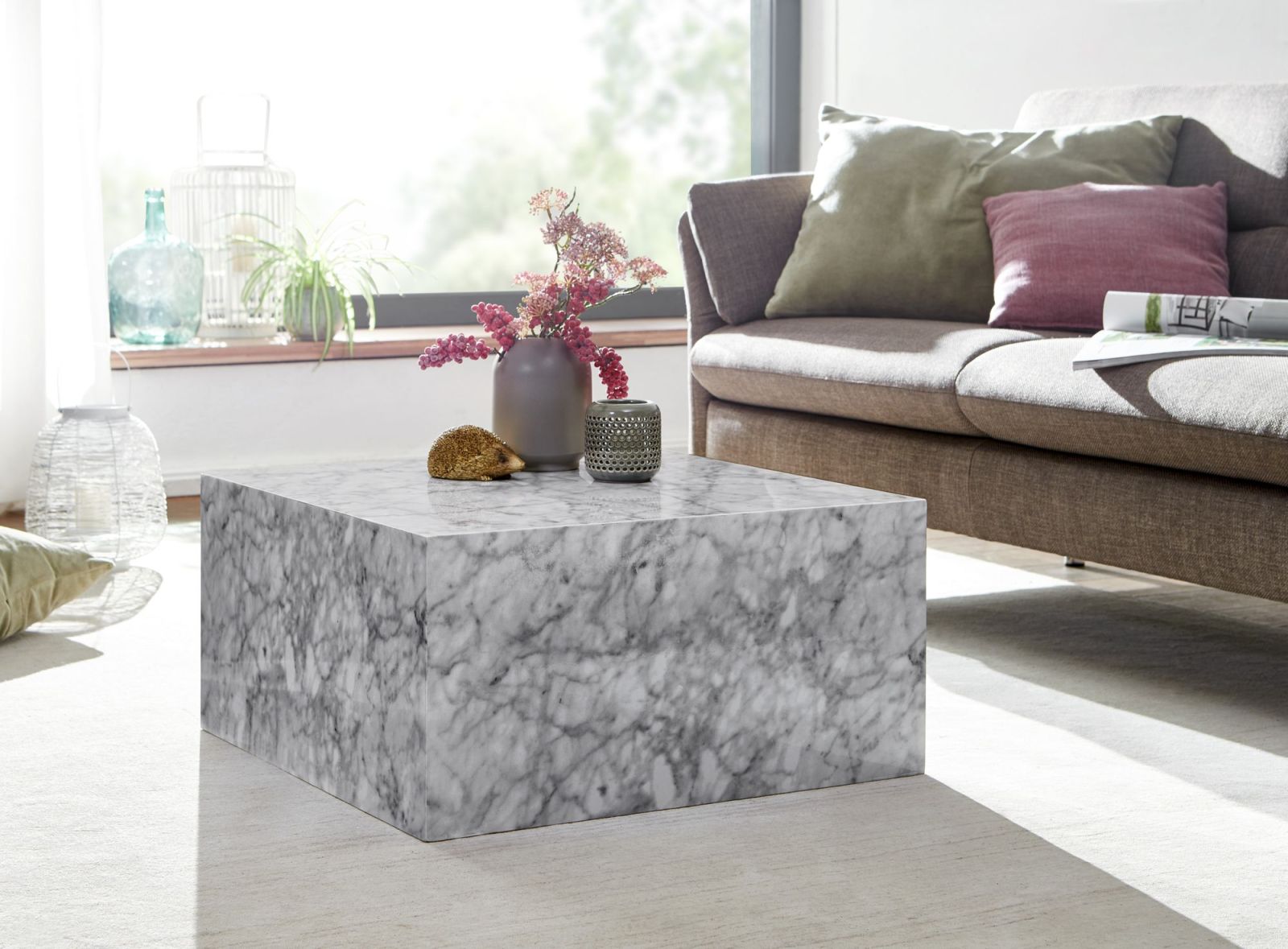 Couchtisch - weiß - Marmoroptik -60 cm