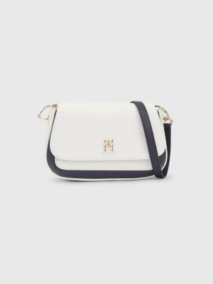 Bolsa transversal com monograma em blocos de cores