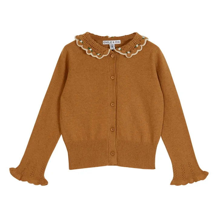 Emile et Ida Cardigan Col Crochet Brodé | Caramel