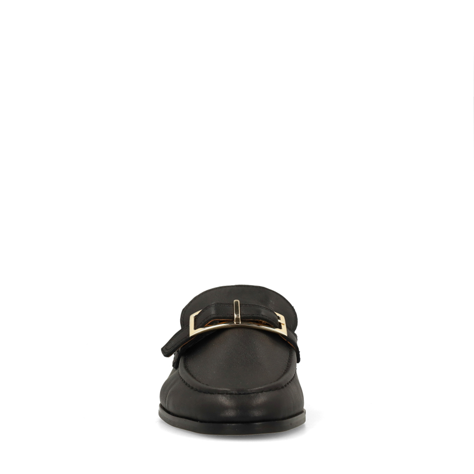 Zwarte leren loafers met goudkleurig detail