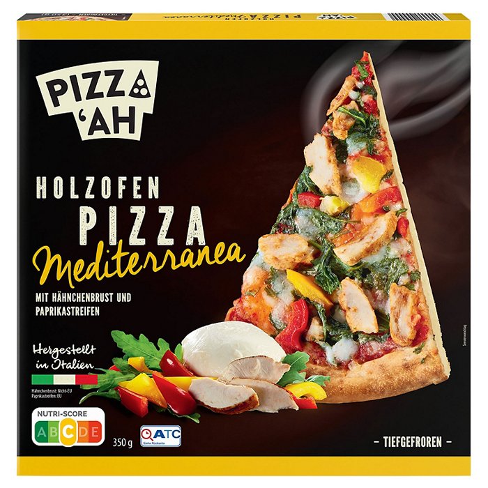 PIZZ‘AH Holzofen Pizza 350 g, Mediterranea