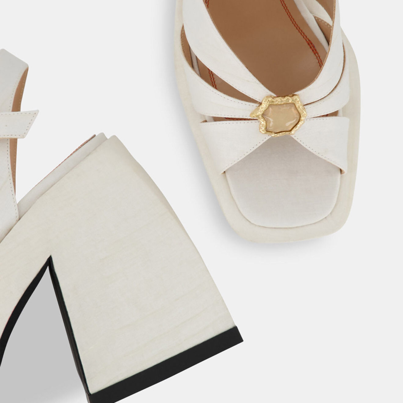 Nodaleto Sandales Lea blanches - Talon 11 cm