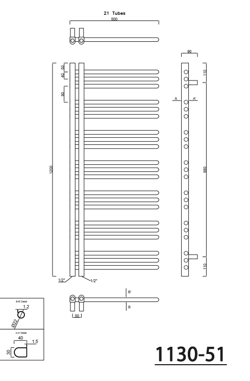 Sapho Dorlion radiator wit 50x120cm 492W