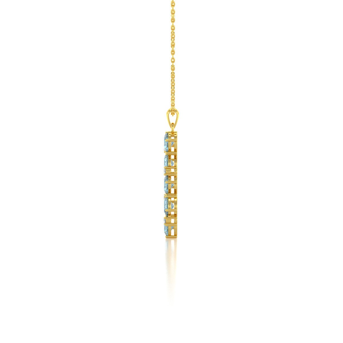 Collier Pendentif ADEN Or 585 Jaune Aigue-Marine et Diamants Chaine Or 585 incluse 1.78grs
