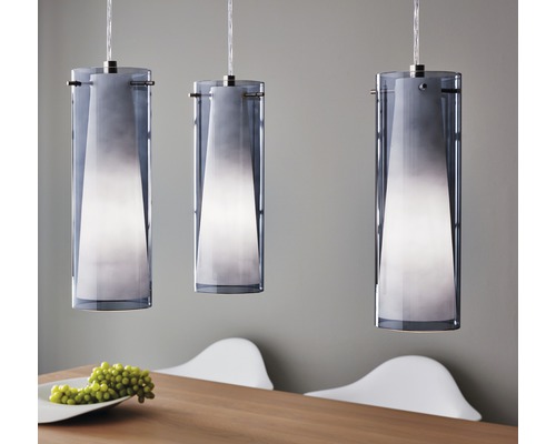 Hanglamp 3-lamps L 72,5 cm nikkel/mat/rookglas/wit