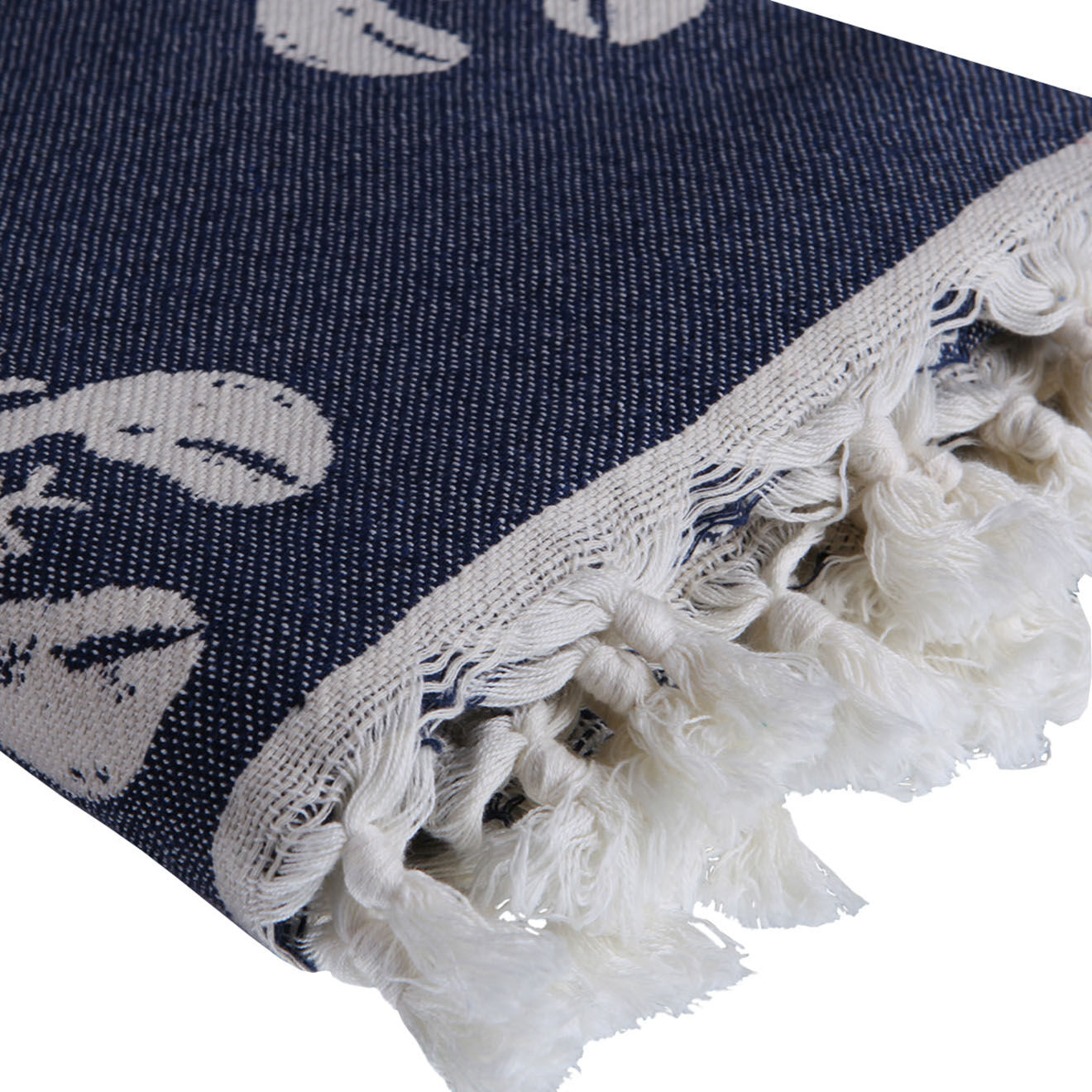 Febronie Fouta reversible Homard bleu - 100x200 cm