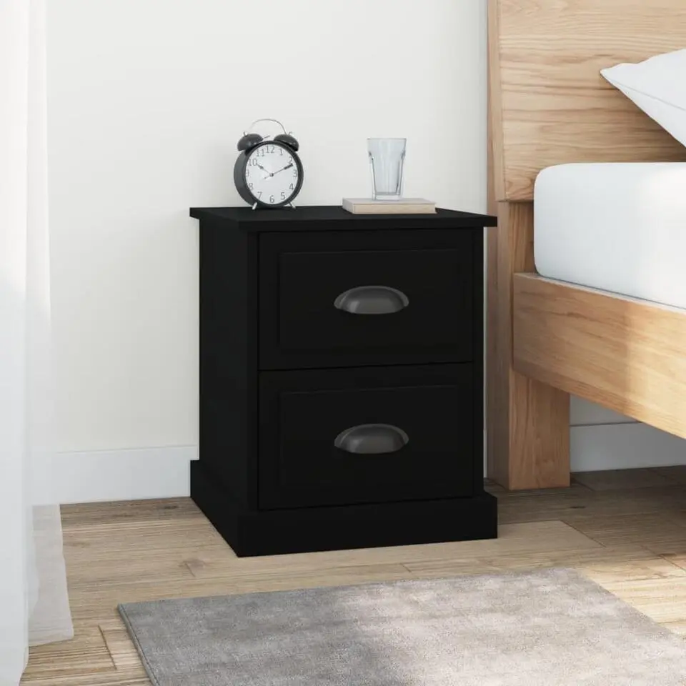 vidaXL - Nachtkastjes met 2 lades - Zwart - Hout - 39x39x47.5 cm