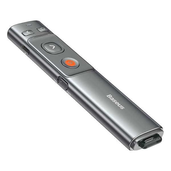 Baseus Orange Dot Multifunksjonell fjernkontroll for presentasjon, med laserpeker - grå