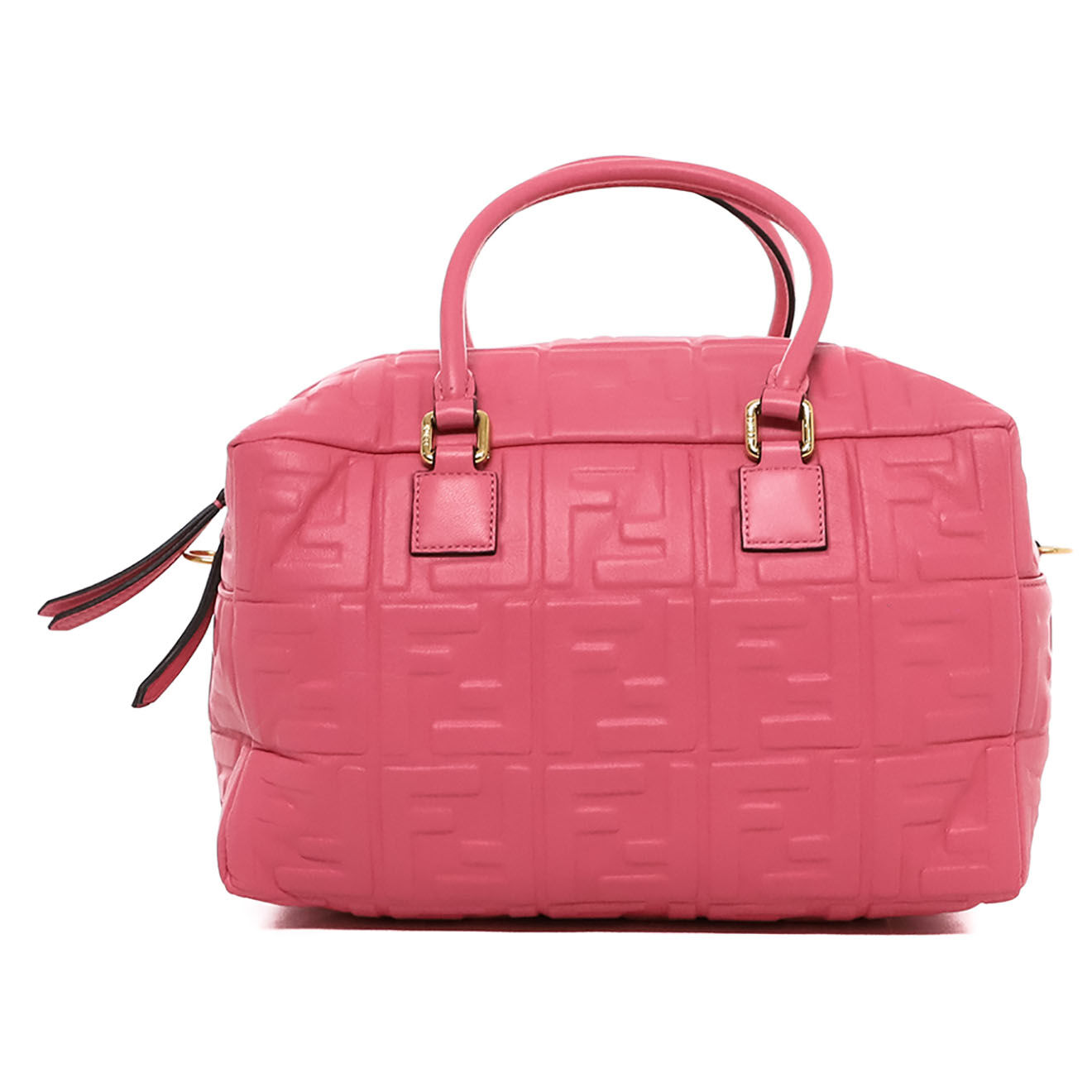 Fendi Sac à main Bauletto en Cuir embossé FF rose - Neuf avec étiquette - L.30 cm