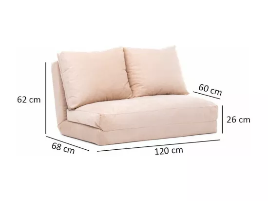 Fauteuil convertible multipositions velours Talya-Couleur Beige clair-2 places