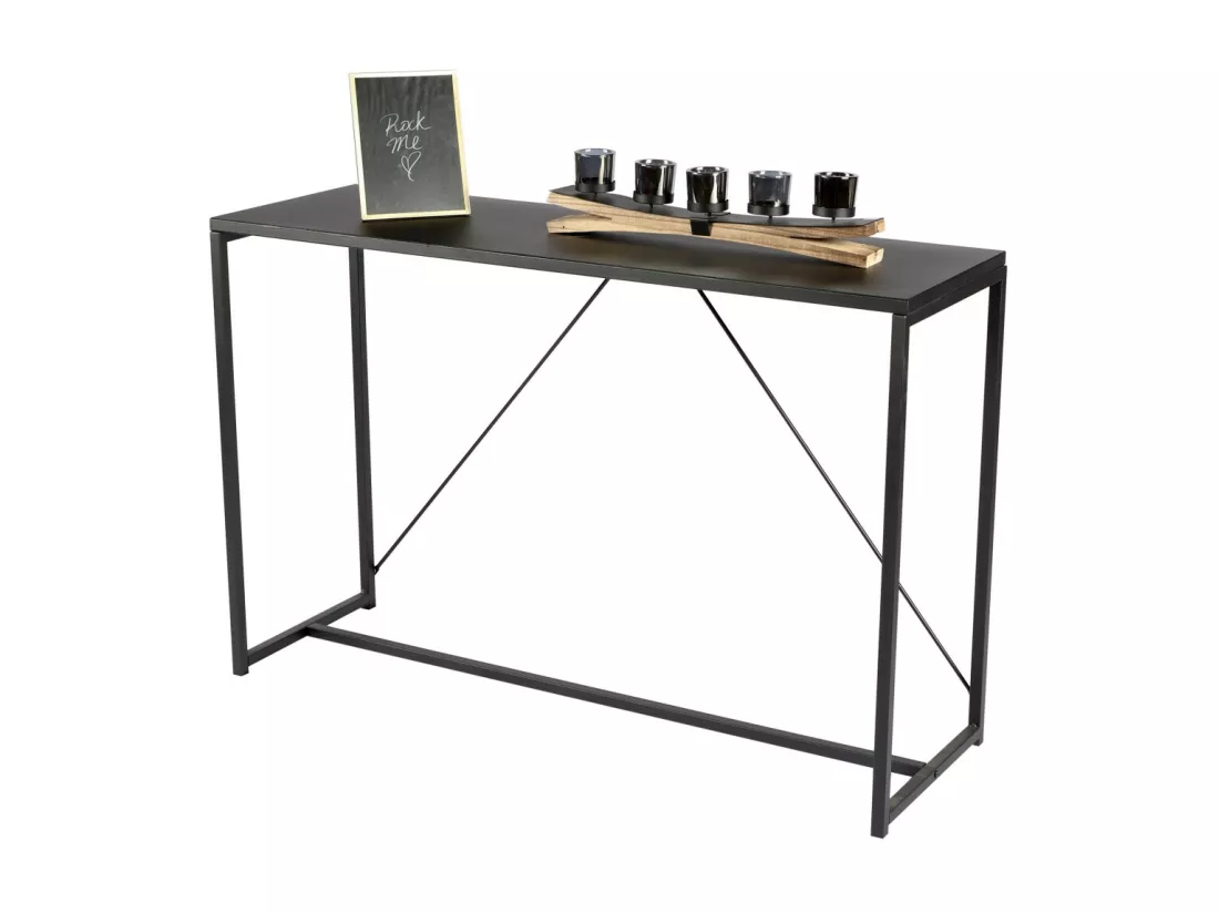 Console d'entrée style industriel collection SOHO – Structure en métal noir, coloris noir, dimensions 120x39x79 cm