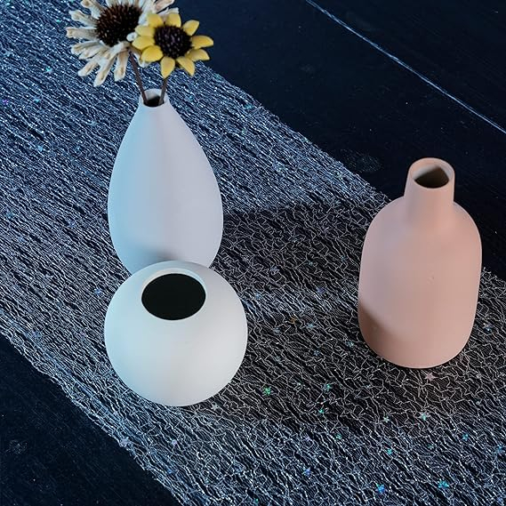 (10mx28cm) Glitzer Tischläufer Party Deko Tischtuch mit Sternen - Silber