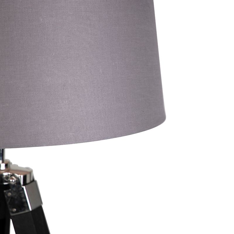 Vloerlamp Tripod zwart met kap 45cm linnen donker grijs