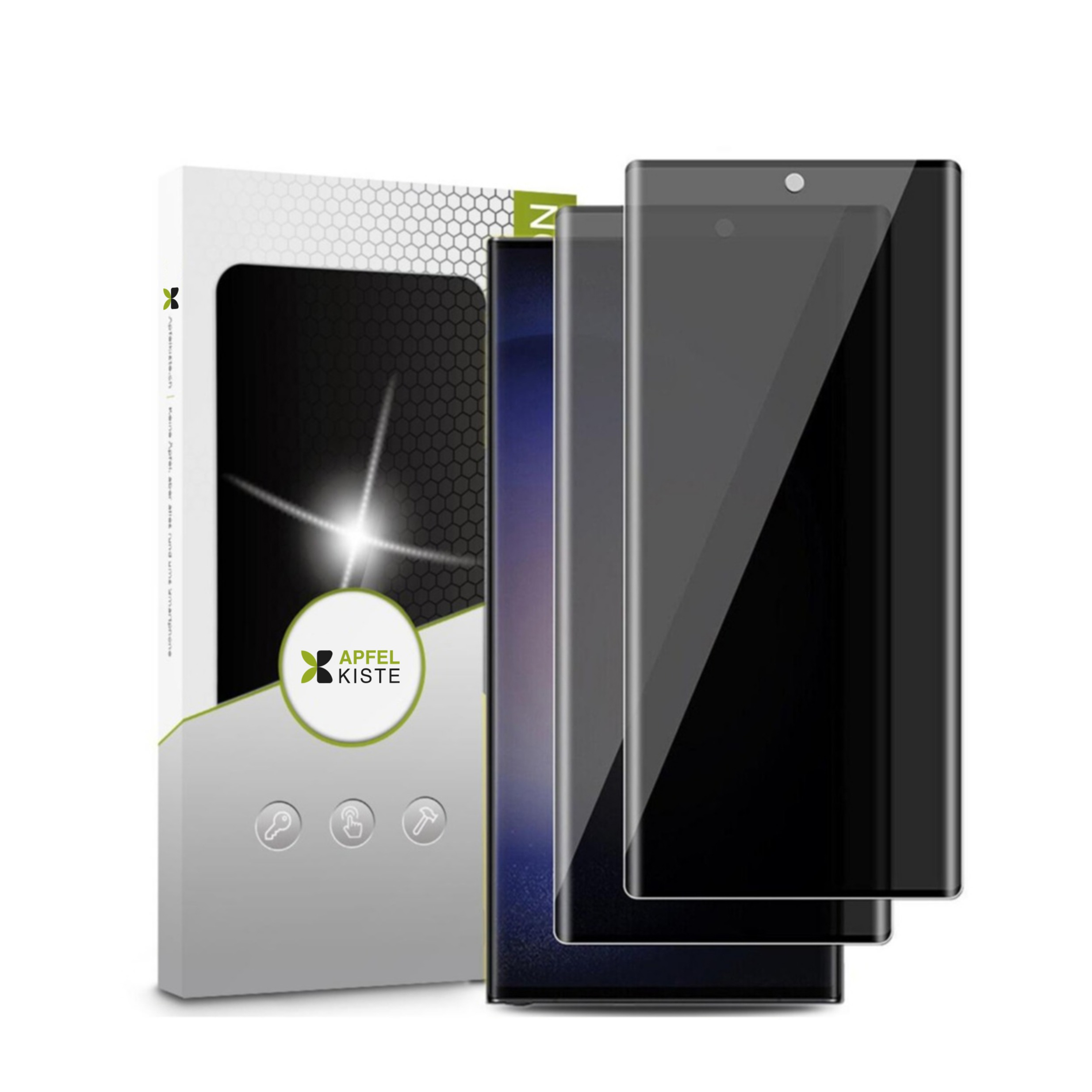 (2er Set) Samsung Galaxy S23 Ultra 5G Privacy Panzer Glas Displayschutz Case Friendly
