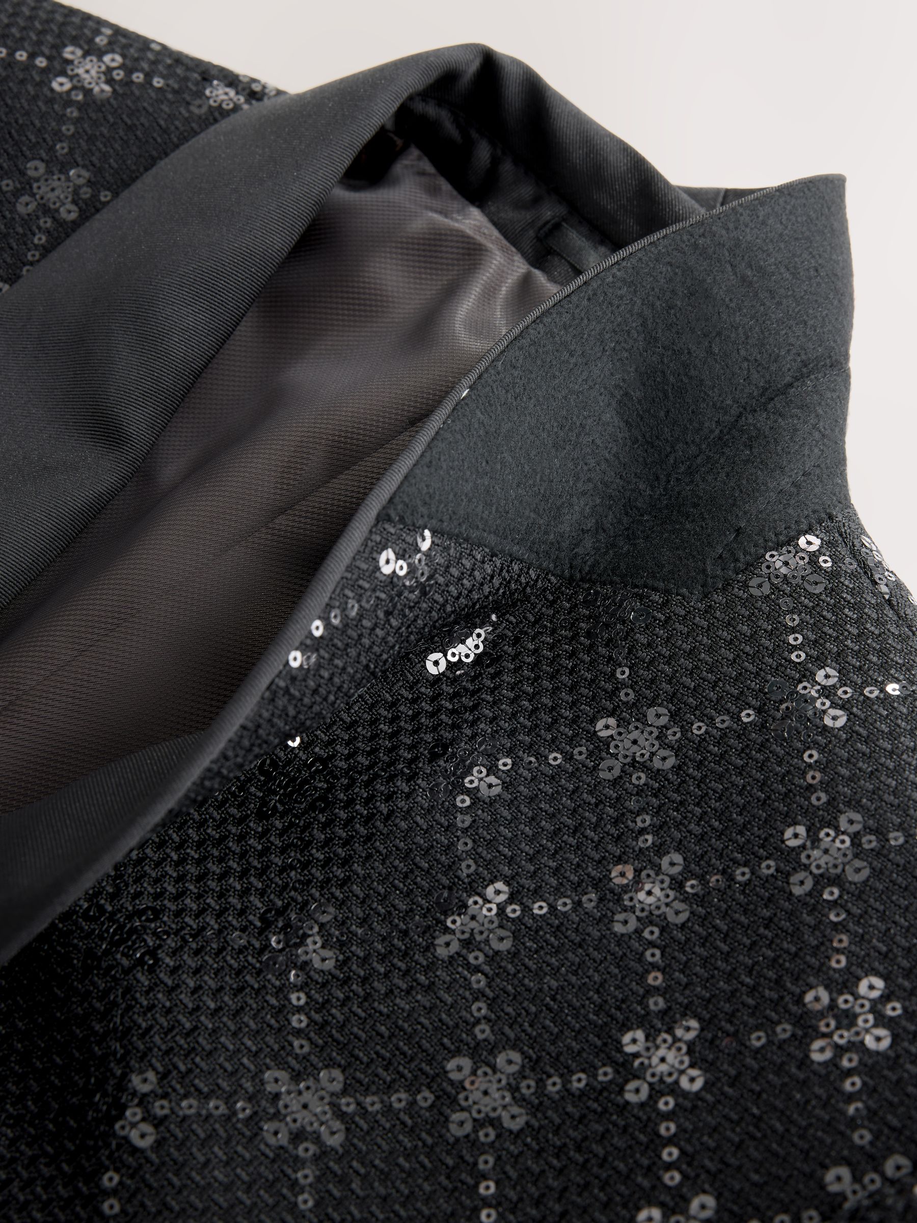 Zwarte geometrische - Regular Fit Sequin Geometric Pattern Blazer