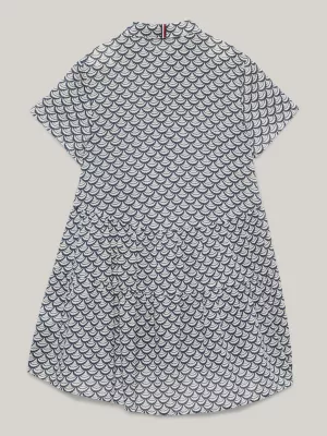 Vestido camisa mini oversized com estampa de vieira