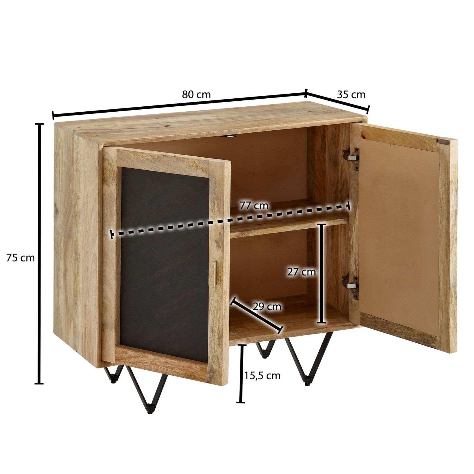 Kommode - Mango Massivholz - hellbraun - 80 cm breit