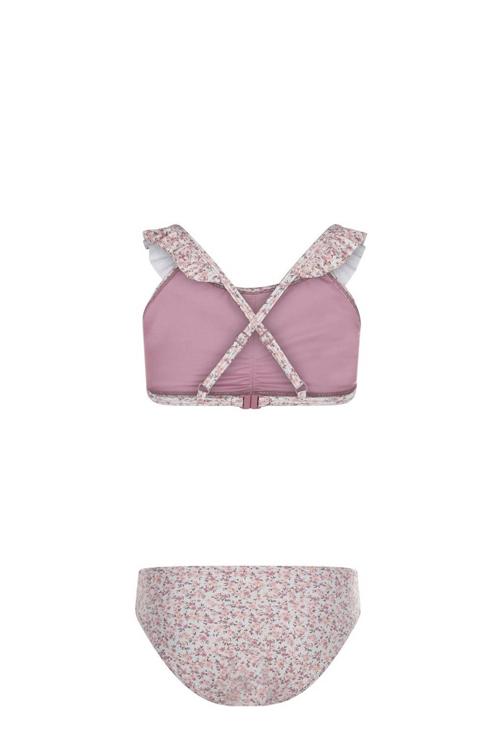 Koko Noko crop bikini met ruches roze/wit