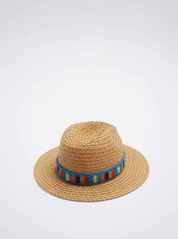 Chapéu com efeito de palha multicolorido - Multicor