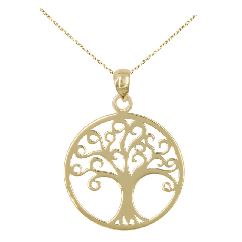 Collier - Pendentif Or Jaune Arbre de Vie - Femme