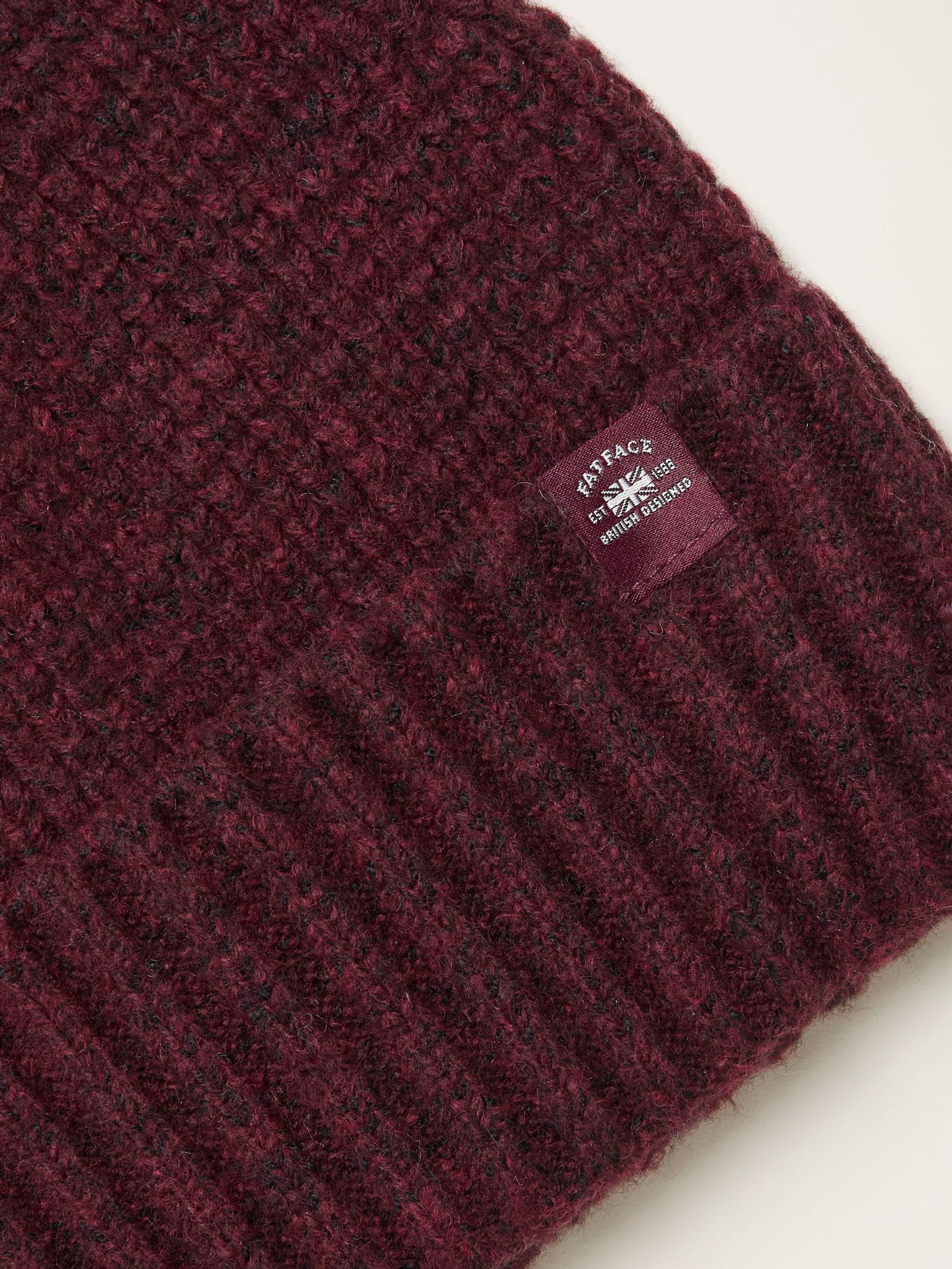 Bordeauxrood - FatFace beanie met wafelpatroon