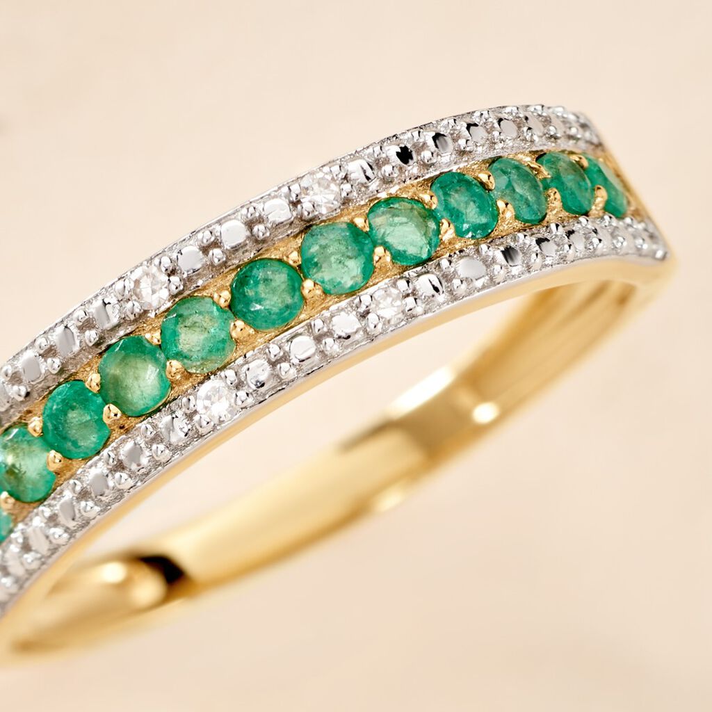 Bague Amias Or Jaune Emeraude Diamant