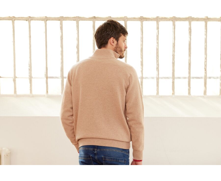 Pull homme laine col zippé Beige Chiné - KENNETH