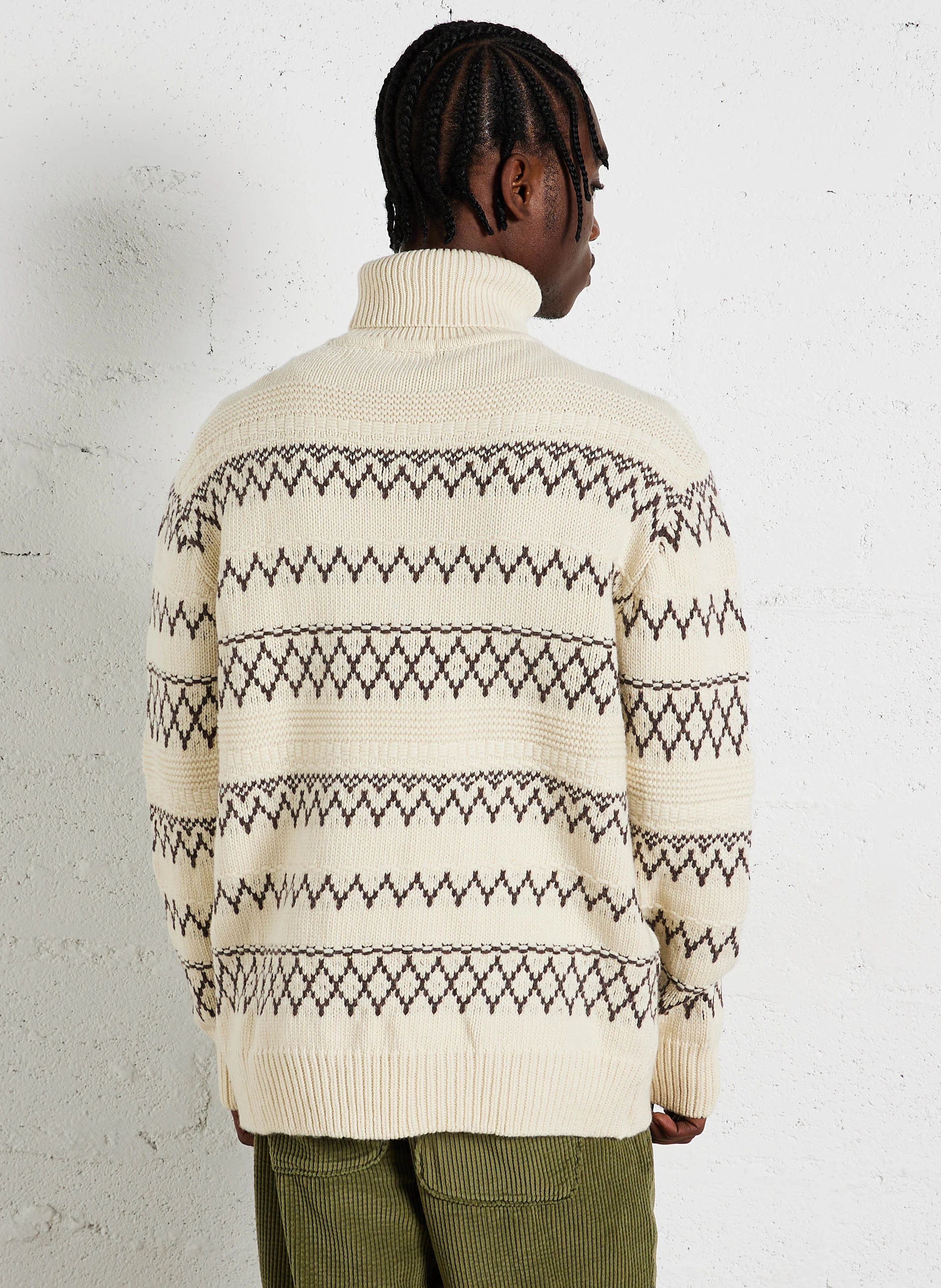 Pull ample col roulé en laine| Beige