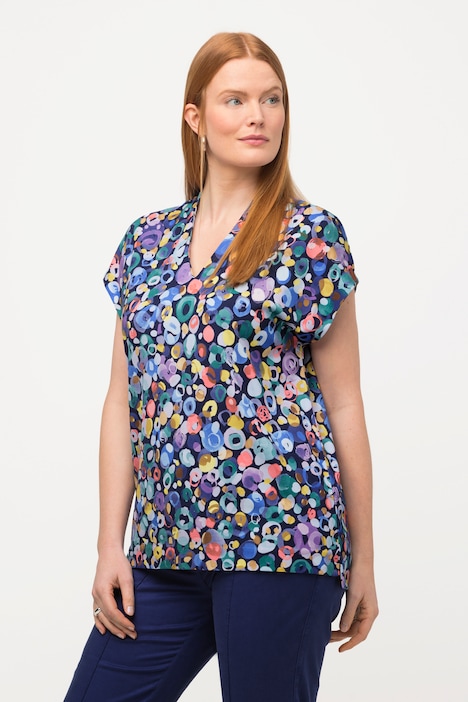 T-Shirt, Punkte, Classic, V-Ausschnitt, Halbarm