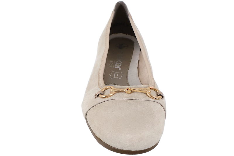 RIEKER BALLERINA I SANDFARVET RUSKIND