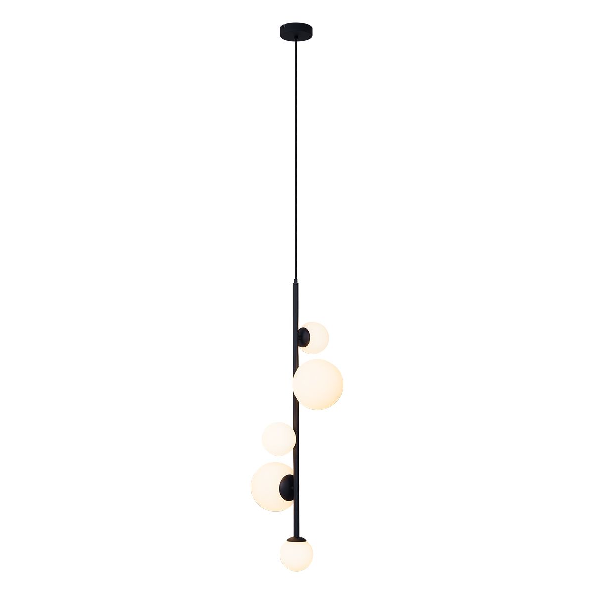 Design hanglamp zwart met mat glas 5-lichts - Vertical