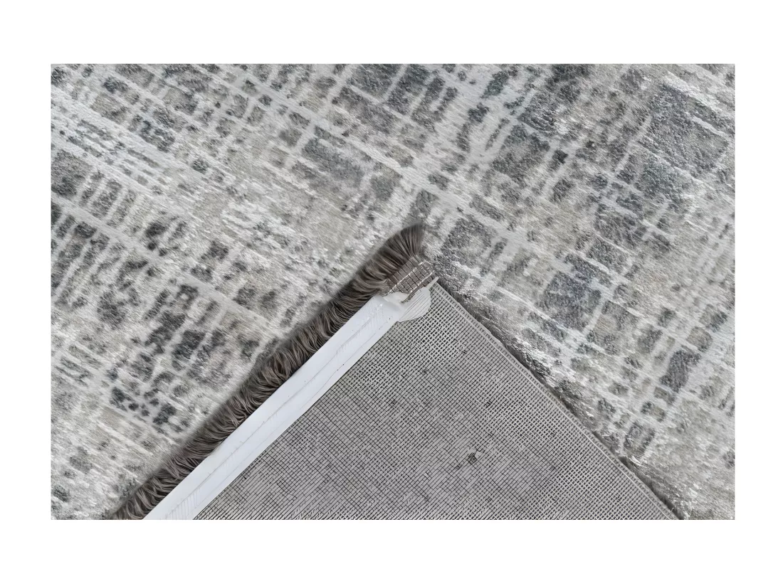 Tapis Pierre Cardin 150x80cm, design E109E coloris argent - Confort et élégance pour votre intérieur