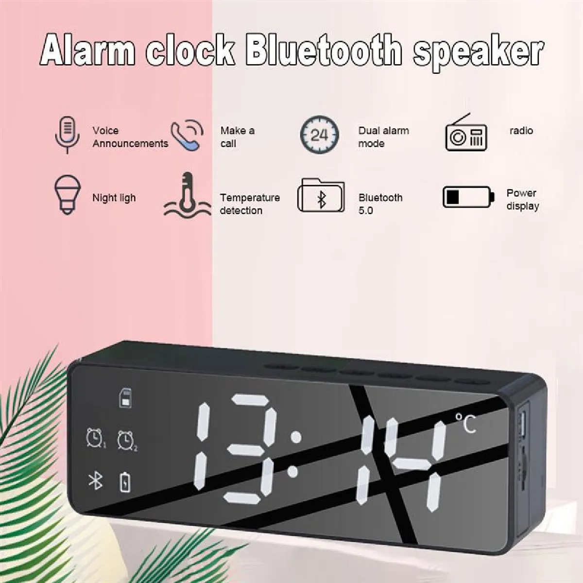 Universal Haut-parleur Bluetooth avec réveil - Noir