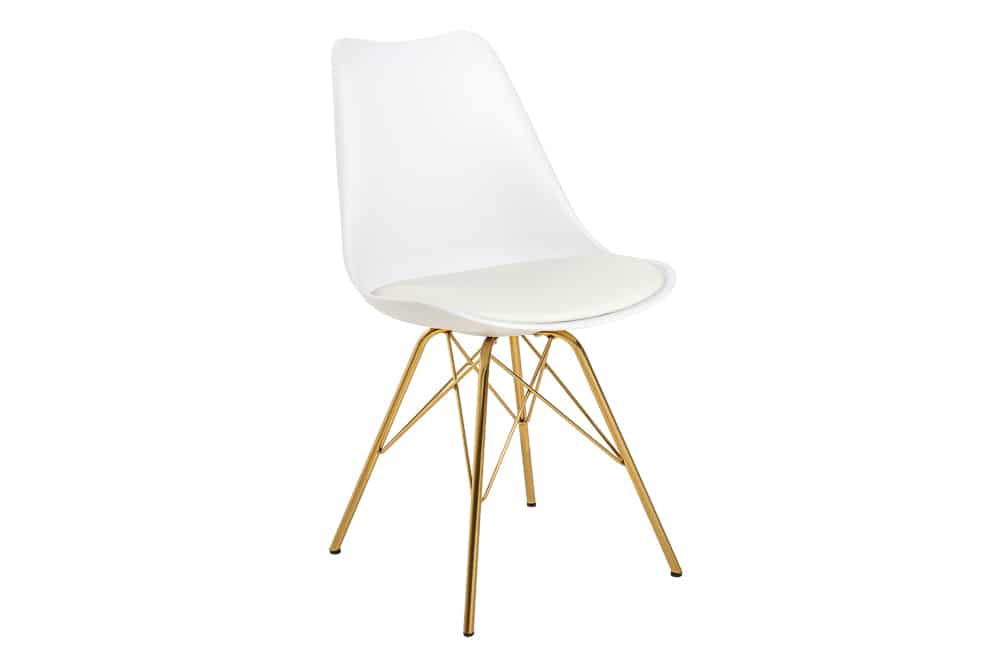 Design Stuhl SCANDINAVIA MEISTERSTÜCK weiß goldene Beine