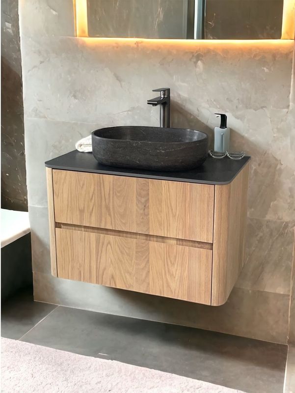 Casajoy - Bold Onderkast - Badmeubel - Donkergrijs - Eiken - 80 cm