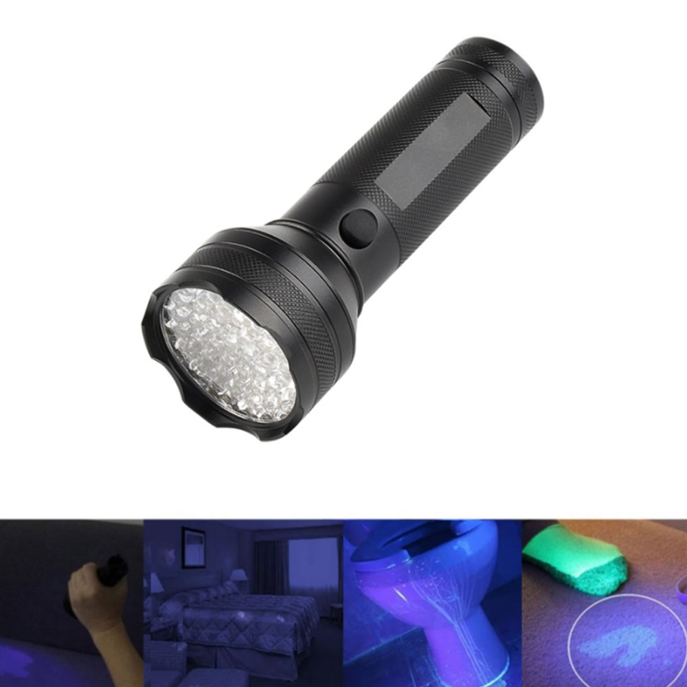 UV Schwarzlicht Taschenlampe Anti-Flecken LED Lampe mit Handschlaufe (Batteriebetrieben) - Schwarz