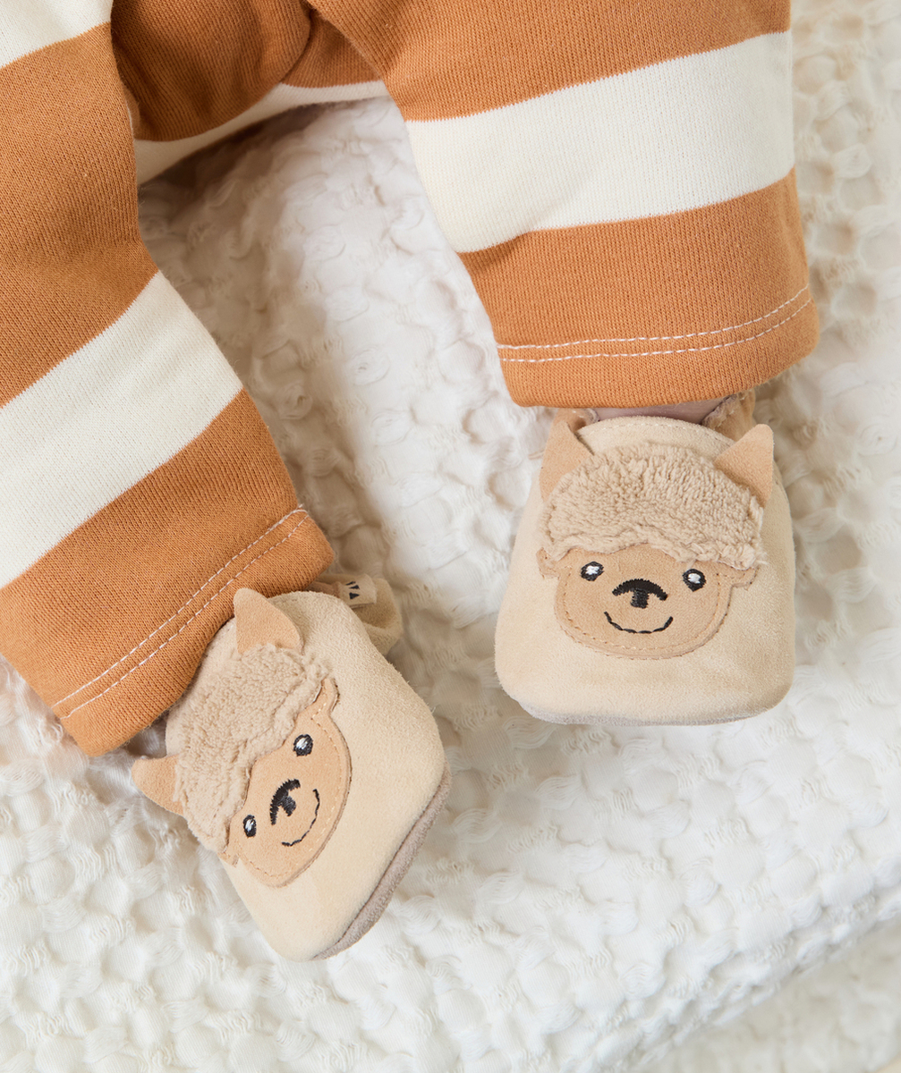 chaussons bébé garçon beige avec animation mouton