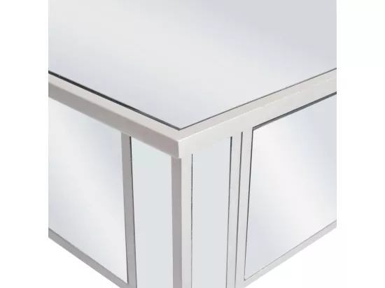 Coiffeuse miroir avec tabouret MDF et verre