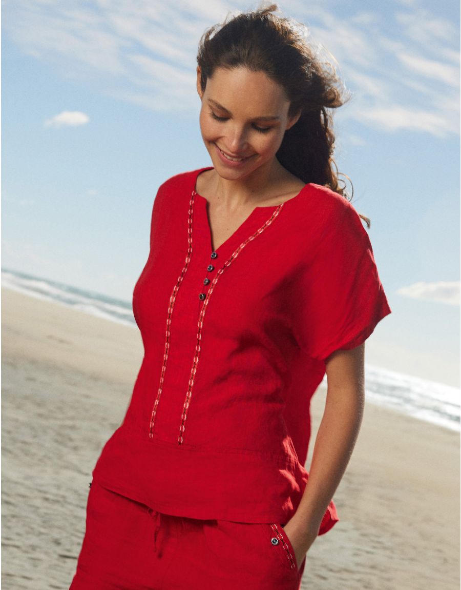 Blouse 100% lin rouge
