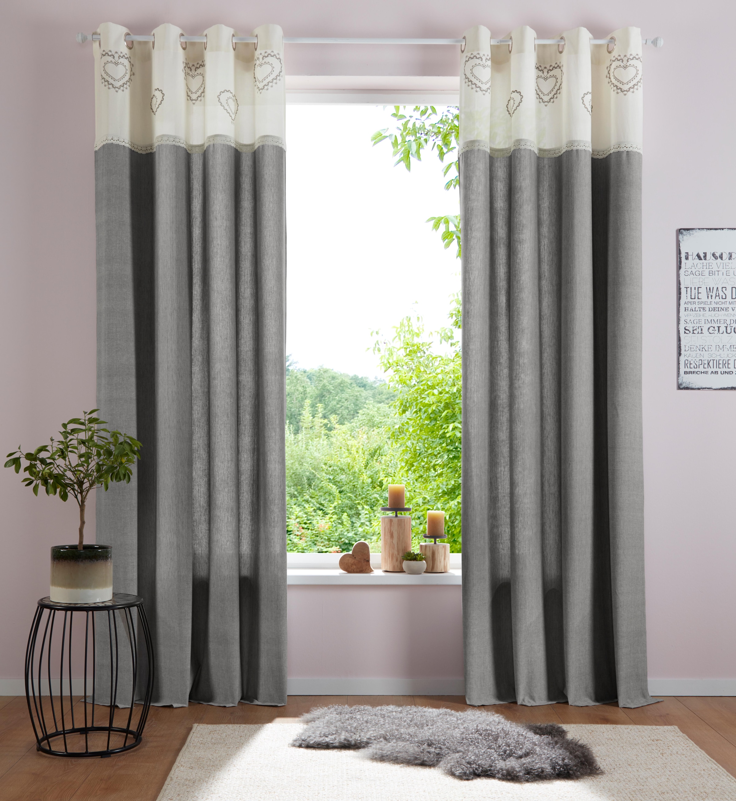 my home Gardine »Louis« Ösen 1 Stk. tlg. halbtransparent, aus Bio-Baumwolle, einseitig bedruckt
