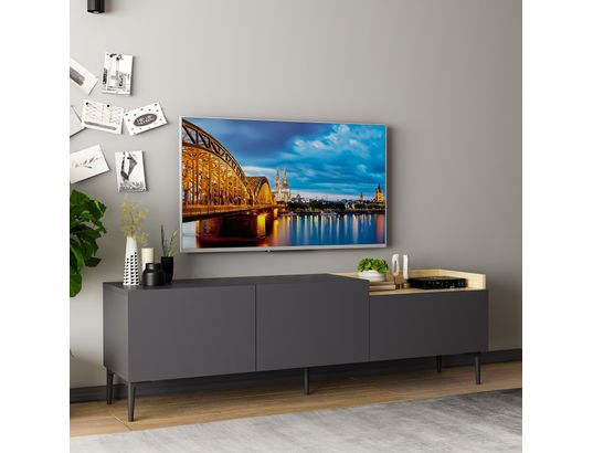 CONCEPT1 - Meuble TV Mia anthracite 160 x 37 x h48 cm