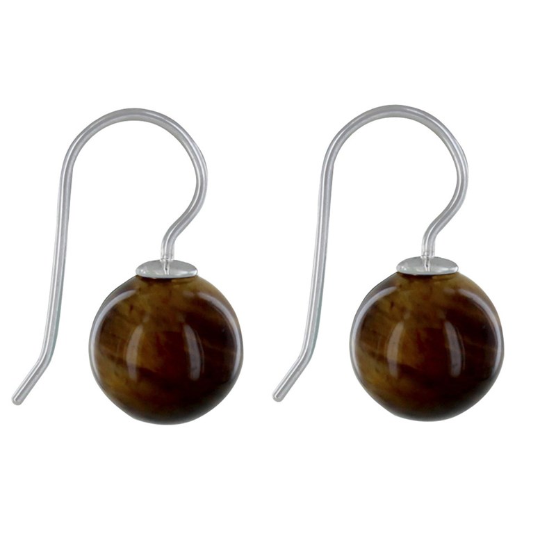 Boucles d'Oreilles Argent Billes Oeil de Tigre