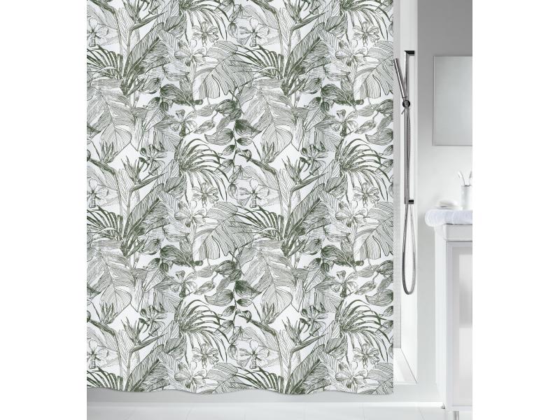 spirella Duschvorhang Tropic 180 x 200 cm Weiss; Dunkelgrün Polyester-Duschvorhang