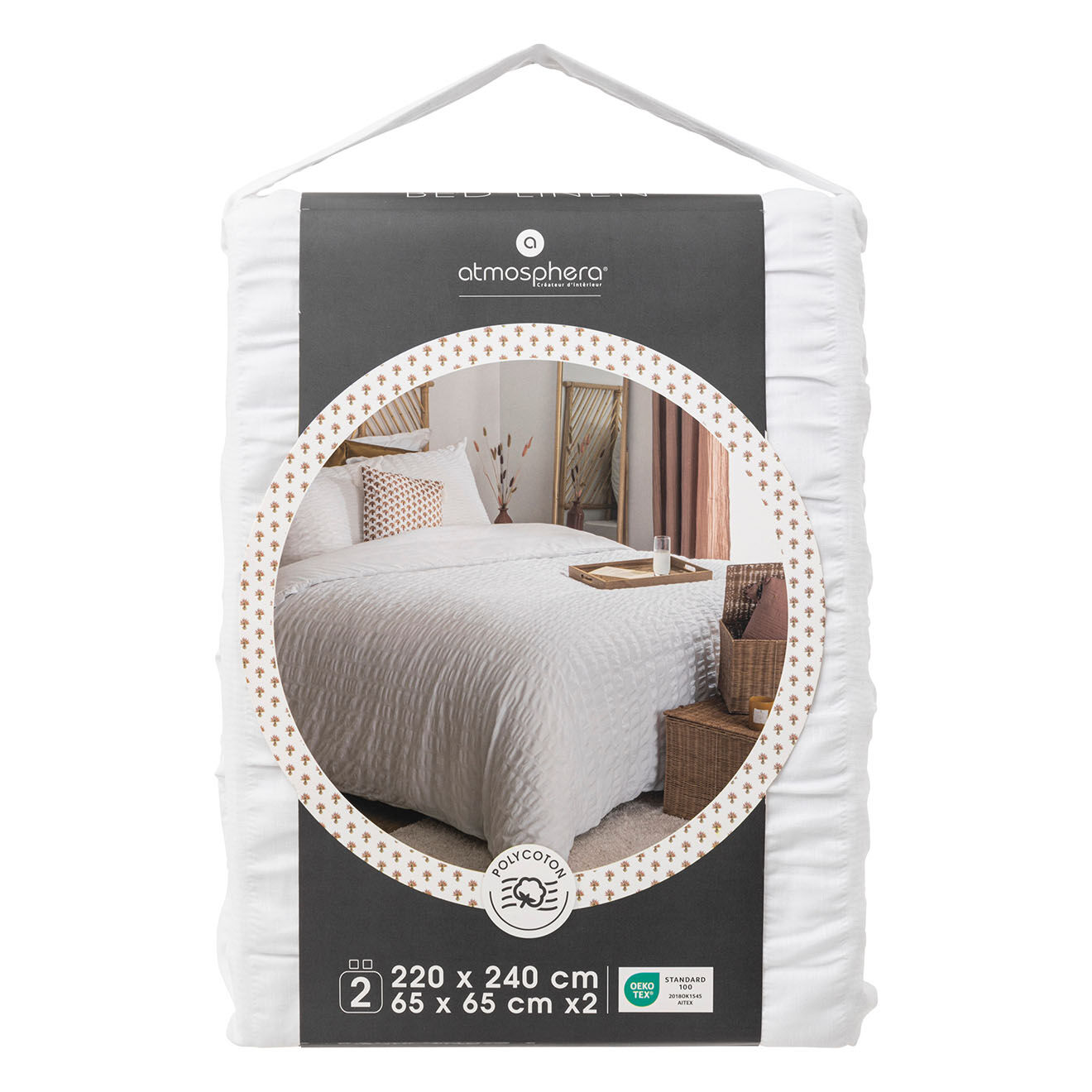 Atmosphera Parure housse de couette Irhia blanche